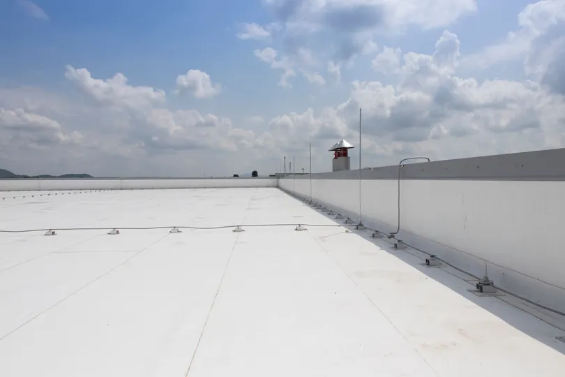 white single ply flat commercial roof