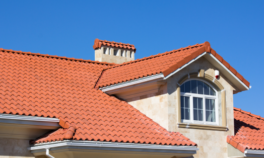 Tile roof on home